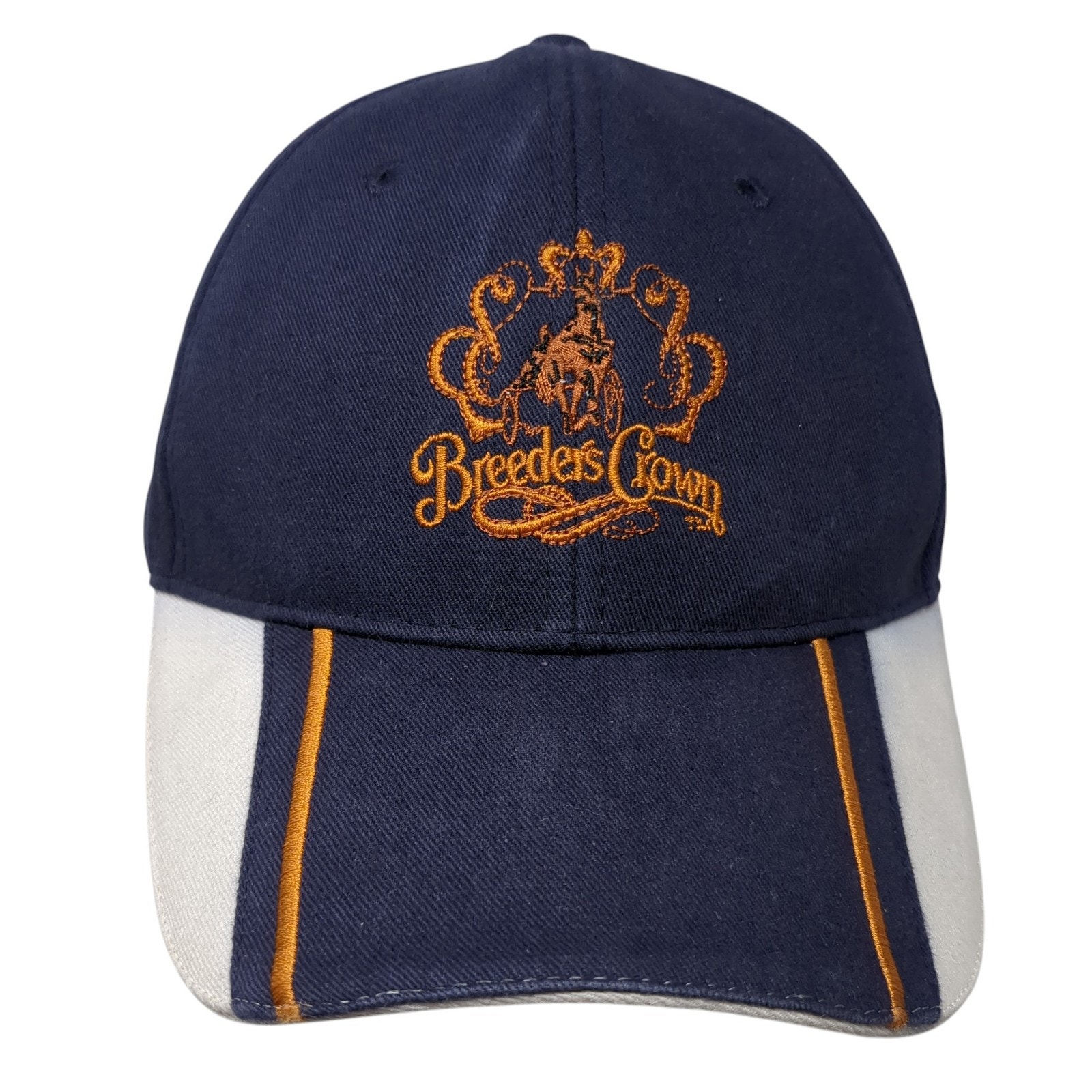 Breeders Crown Strapback Hat Blue One Size Vent Holes Embroidered